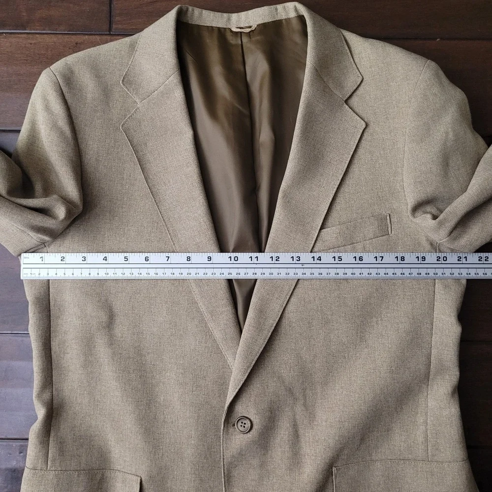 Vtg Levis Tan Action Suit Sport Coat Blazer 42L Sta-Prest Classic 80s Neutral